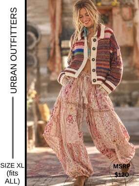 $120 MSRP | Urban Outfitters Striped Oversized Cardigan Size XL (fits One Size)